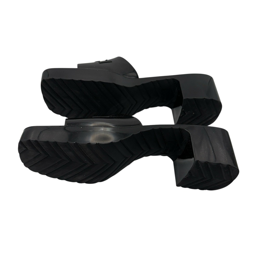Gucci Black Jelly Slides Heeled Sandals Logo Platform Designer Shoes - Picture 7 of 10